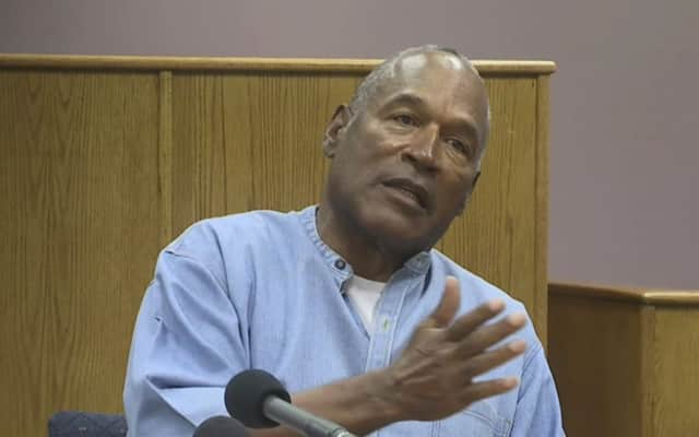 Former NFL football star O.J. Simpson appears via video for his parole hearing today