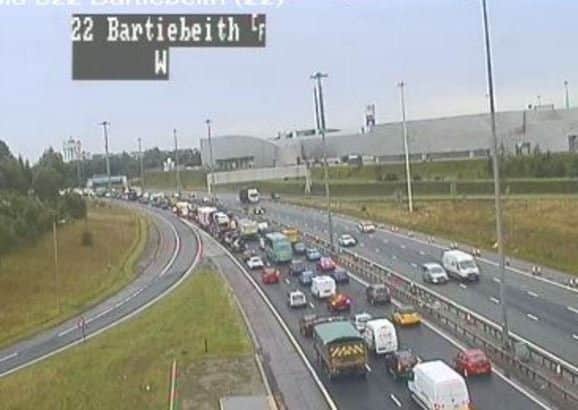 Tailbacks on the M8. Picture; Traffic Scotland