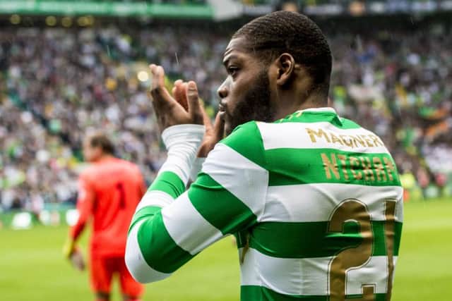 New Celtic signing Olivier Ntcham steps on to the pitch for his competitive debut. Picture: SNS