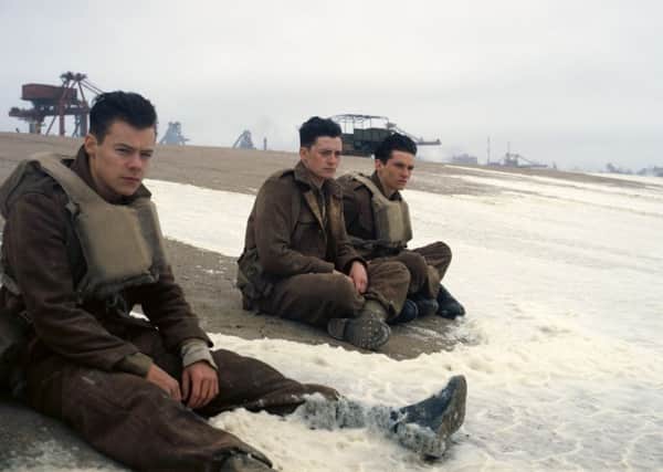 Harry Styles, Aneurin Barnard and Fionn Whitehead in a scene from 'Dunkirk'. Picture: AP
