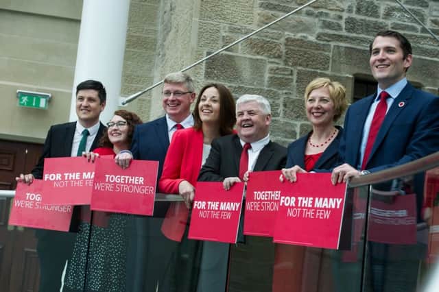 Scottish Labour leader Kezia Dugdale meets the party's new MPs following the general election in June. Labour made several gains at the expense of the SNP. Picture: John Devlin/TSPL