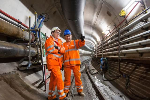 Dominic Flanagan, project manager, left, and Mark Burrows, tunnel works manager, at the entrance to the Shieldhall Tunnel. Picture: Robert Perry