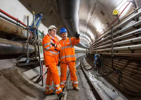 Dominic Flanagan, project manager, left, and Mark Burrows, tunnel works manager, at the entrance to the Shieldhall Tunnel. Picture: Robert Perry