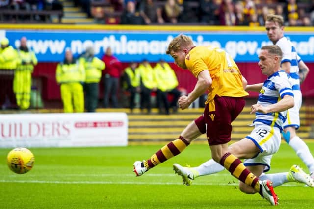 Motherwell's Chris Cadden doubles the side's lead and his tally in the Betfred Cup. Picture: SNS/Sammy Turner