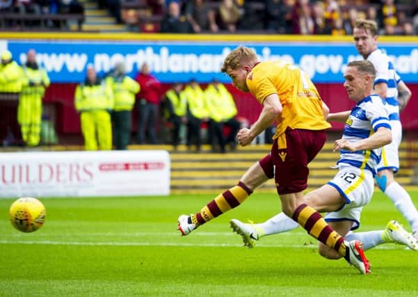 Motherwell's Chris Cadden doubles the side's lead and his tally in the Betfred Cup. Picture: SNS/Sammy Turner