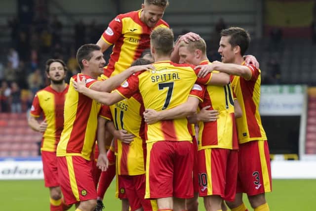 Partick Thistle celebrate one of their goals during their comfortable victory over St Mirren. Picture: SNS/Alan Harvey