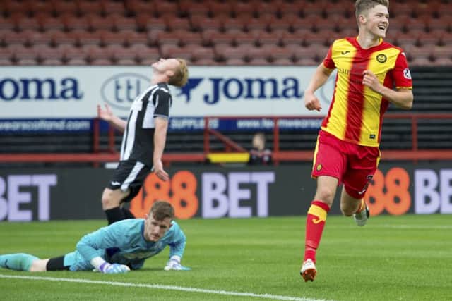 Blair Spittal celebrates putting Partick Thistle 5-0 ahead against hapless St Mirren. Picture: SNS/Alan Harvey