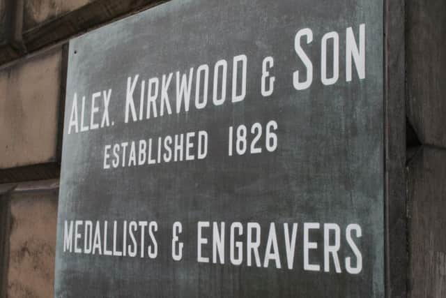 The nameplate of Alexander Kirkwood & Son, Scotland's last remaining medallist. Picture: Contributed