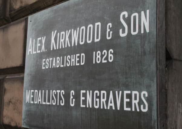 The nameplate of Alexander Kirkwood & Son, Scotland's last remaining medallist. Picture: Contributed