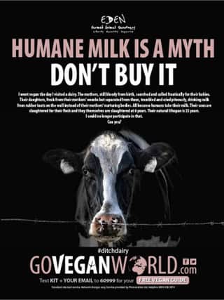 Advert for Go Vegan World which has been cleared by the regulator following complaints from members of the dairy industry that it was inaccurate and misleading. Picture: ASA/PA Wire