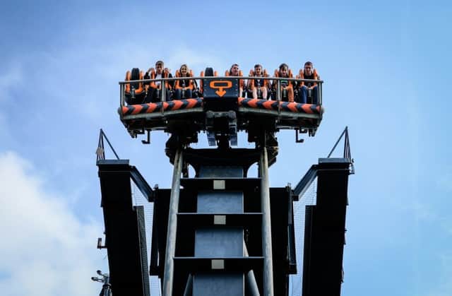 FILE PICTURE - Oblivion, Alton Towers theme park, Staffs. Passengers were escorted off the Oblivion ride at Alton Towers after it stopped at its highest possible point. Picture: SWNS