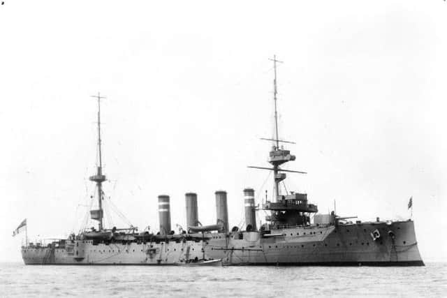 HMS Hampshire, an armoured cruiser sunk in June 1916 with more than 700 men on board, including Lord Kitchener, secretary of state for war. PIC: Wikicommons.