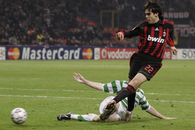 Kaka netting in the second leg of Celtic's last 16 clash with AC Milan in the Champions League back in 2007. Picture: AFP/Getty