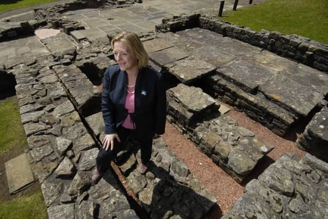 Culture minister Linda Fabiani at the Roman bath-house in Bearsden to mark the new status of the Antonine Wall