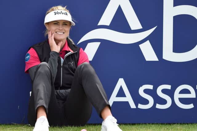 Scotland's Carly Booth waits to tee off on the 18th during day two of the Ladies Scottish Open at Dundonald Links. Picture: Ian Rutherford/PA