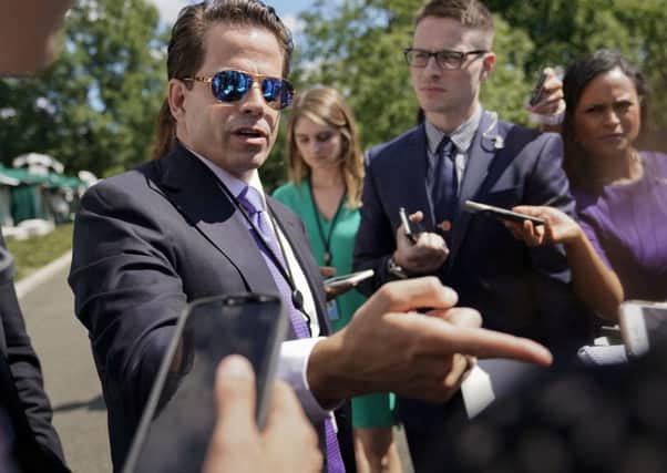 Scaramucci challenges a reporter outside the White House. Picture: Pablo Martinez Monsivais/AP
