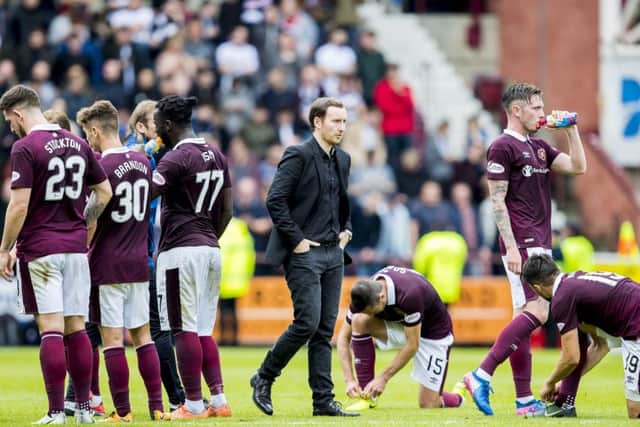 Hearts head coach Ian Cathro faces questions about his future. Picture: SNS/Roddy Scott