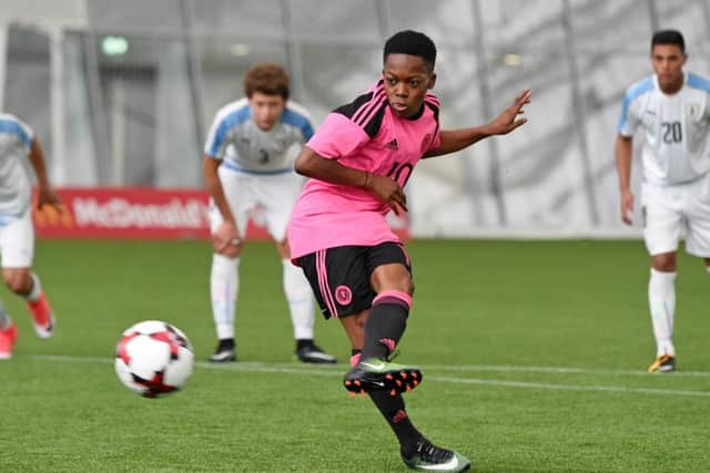Karamoko Dembele in action for Scotland's Under 16s. Picture: SNS Group