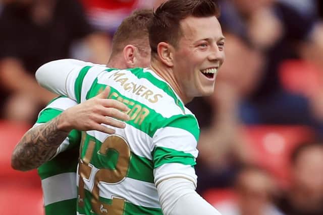 Callum McGregor celebrates scoring Celtic's second goal against, Sunderland. Picture: Danny Lawson/PA Wire