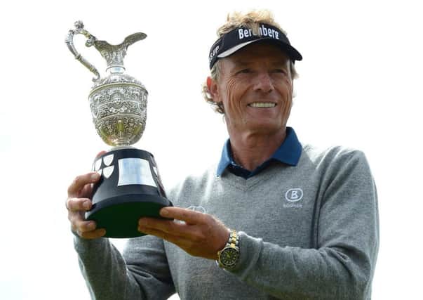 Bernhard Langer holds the Senior Claret Jug following his victory at Royal Porthcawl Picture: Getty Images