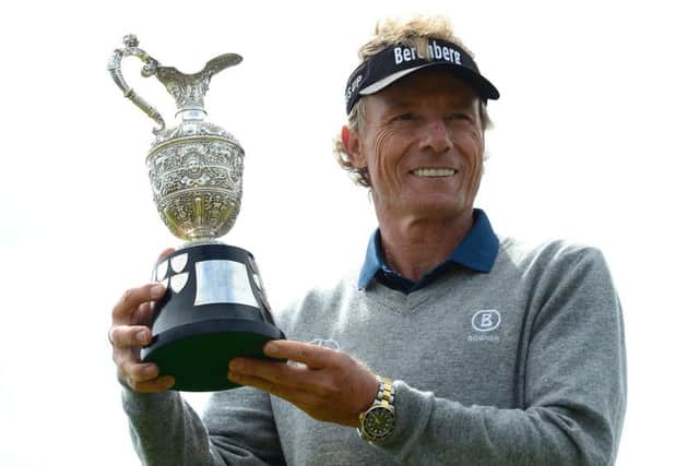 Bernhard Langer holds the Senior Claret Jug following his victory at Royal Porthcawl Picture: Getty Images