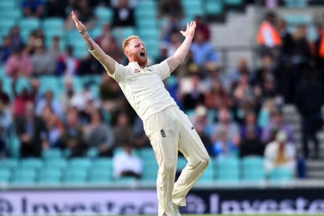 Ben Stokes appeals unsuccessfully for the wicket of Temba Bavuma but he did claim two victims. Picture: AFP/Getty Images