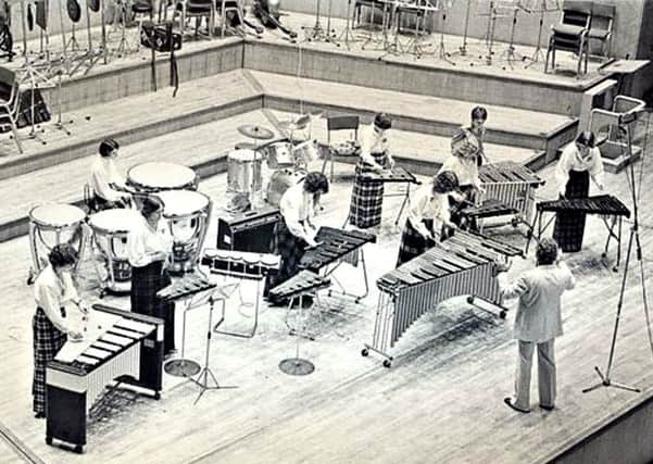 The Cults Percussion Ensemble perform at the Festival Hall in London in 1979. A young Dame Evelyn Glennie is pictured at the back on timpani with Ron Forbes conducting. PIC: Ron Forbes.