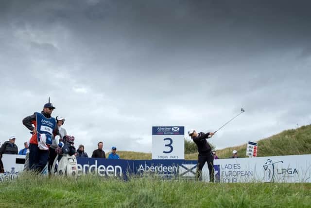 Korea's Sei Young Kim tees off at the third hole during day three of the Aberdeen Asset Management Ladies Scottish Open at Dundonald Links. Picture: Kenny Smith/PA