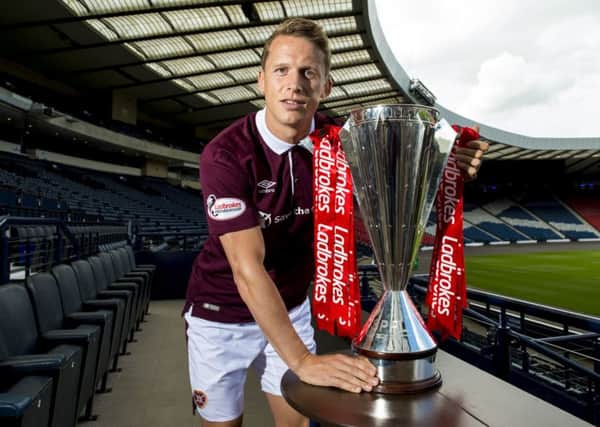 Hearts captain Christophe Berra was at Hampden yesterday for the SPFL season launch. Picture: SNS.
