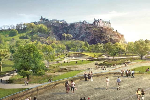 A new "undulating" promenade will be created in West Princes Street Gardens under the winning vision.