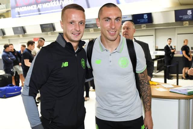 Celtic's Leigh Griffiths (left) hit back at taunt at Glasgow Airport. Picture: SNS/Craig Williamson
