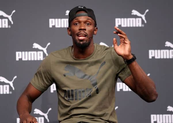 Usain Bolt speaks at a press conference ahead of the World Championships. Picture: Martin Rickett/PA Wire