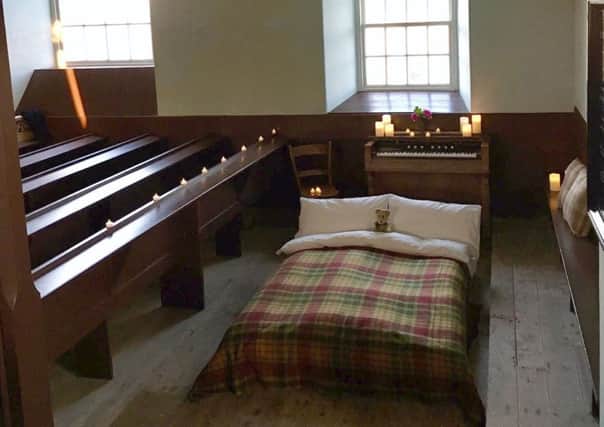 A bed set up at St Peter's in Orkney. Teddy bear was guest's own. PIC: SRCT.