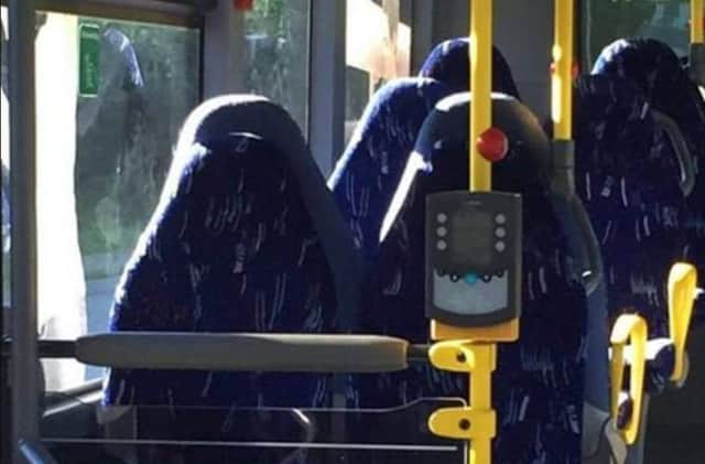Definitely a photo of bus seats, and not a group of women in burkas. Picture: Facebook/Contributed