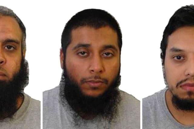 Naweed Ali, Khobaib Hussain and Mohibur Rahman who have been found guilty of plotting a Lee Rigby-style attack and will be sentenced later. Picture; PA
