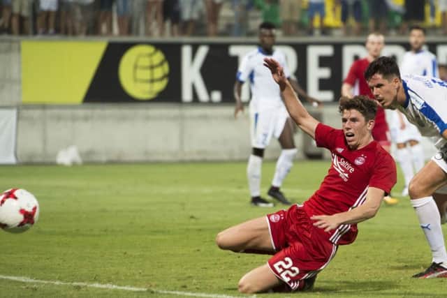 Aberdeen's Ryan Christie misses a chance late on. Picture; SNS