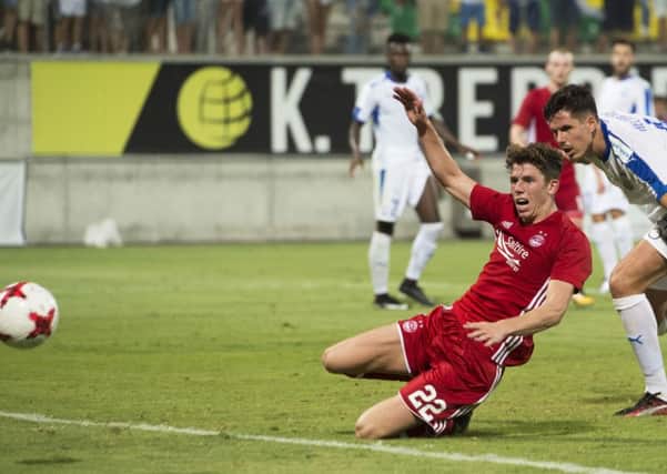 Aberdeen's Ryan Christie misses a chance late on. Picture; SNS