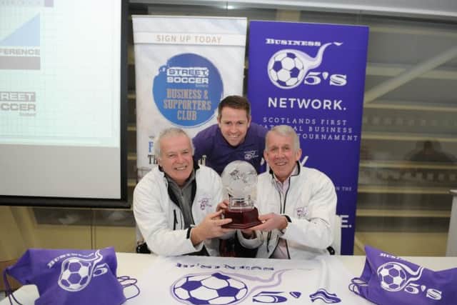 Business Fives MD John McClarey pictured centre with Pat Stanton & Gary Mackay. Picture: Contributed