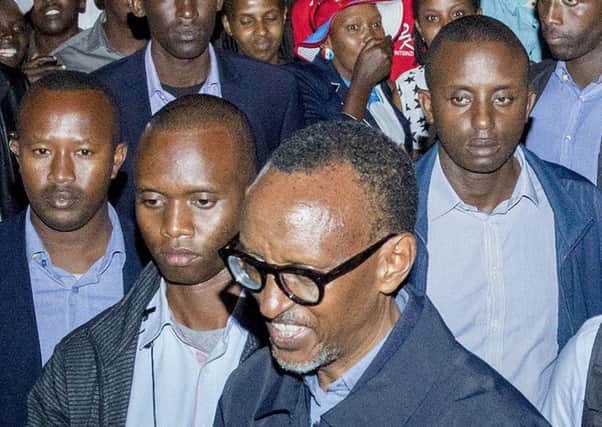 Kagame with his supporters in Kigali. Photograph: Cyril Ndegeya/Getty