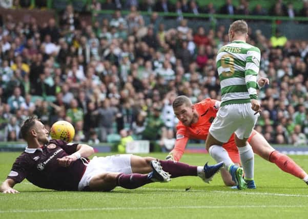 Celtic's Leigh Griffiths opens the scoring. Picture: SNS/Craig Williamson