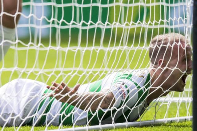 Celtic's Leigh Griffiths celebrates his second goal. Picture: SNS/Craig Williamson