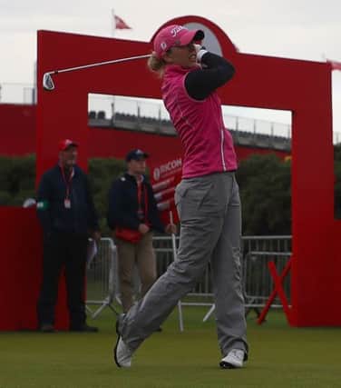 Sally Watson signed off from professional golf after playing in the Ricoh Women's British Open at Kingsbarns, where she hit the opening shot on Thursday. Picture: Getty Images