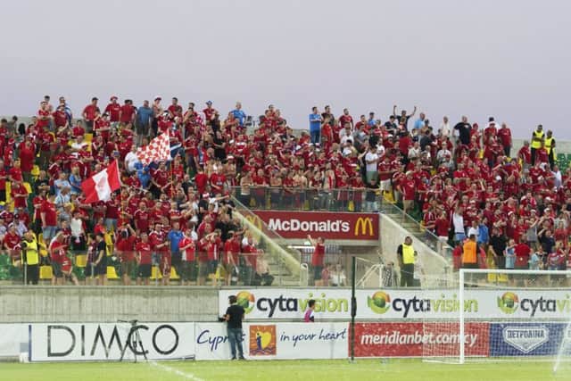 Aberdeen fans in the stands. Picture: SNS