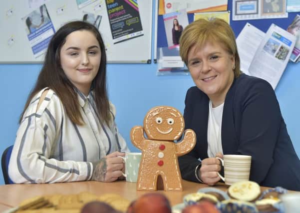 Nicola Sturgeon (right) with Charlotte Liddell who has been chosen to be mentored by the First Minister. Picture: PA/Sandy Young