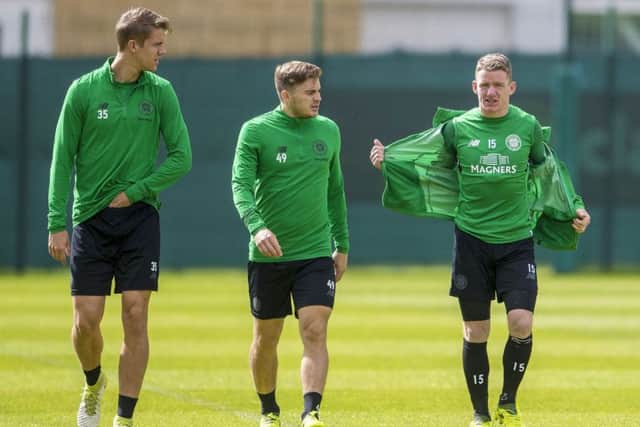 Jonny Hayes, right,, is ready to star for Celtic in the Betfred Cup tonight. Picture: SNS.