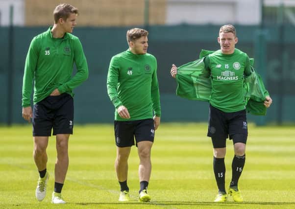 Jonny Hayes, right,, is ready to star for Celtic in the Betfred Cup tonight. Picture: SNS.