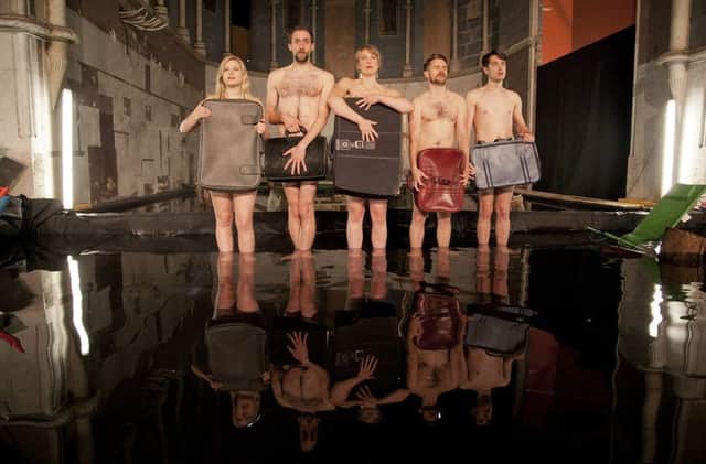 Actors from Volcano Theatre's Seagulls perform partly submerged in 45 tons of water in a disused church. Picture: Alistair Linford
