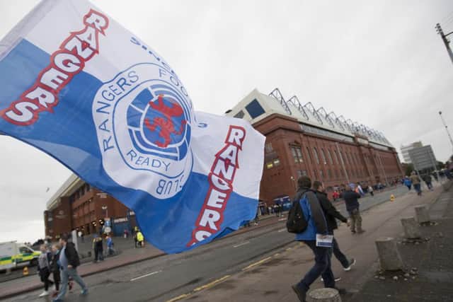 Sectarian graffiti has been scrawled on a wall outside Ibrox Stadium. Picture: Steve Welsh/Getty Images