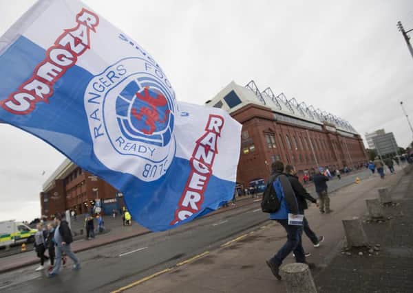 Sectarian graffiti has been scrawled on a wall outside Ibrox Stadium. Picture: Steve Welsh/Getty Images