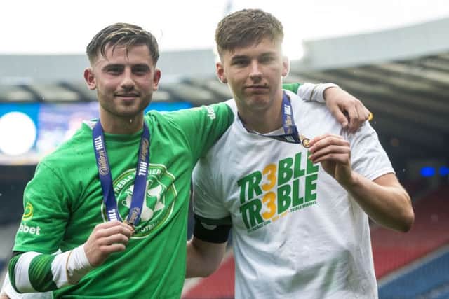 Patrick Roberts (left) and Kieran Tierney offered free milkshakes for life. Picture: SNS/Craig Williamson